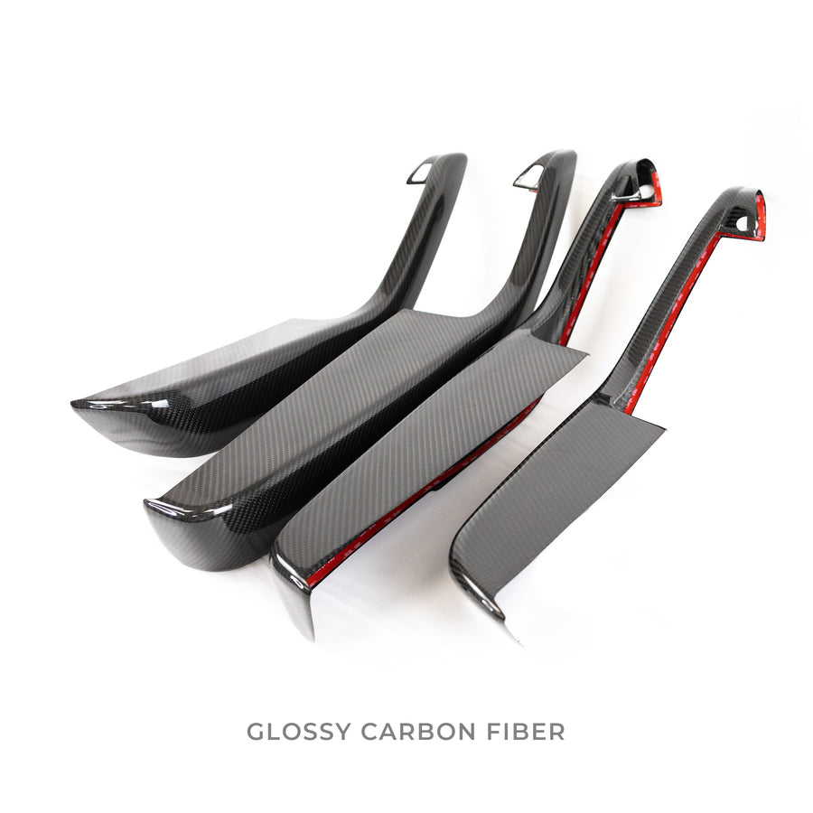 Model Y Front & Rear Door Armrest Overlays (4 Pieces) - Real Dry Molded Carbon Fiber