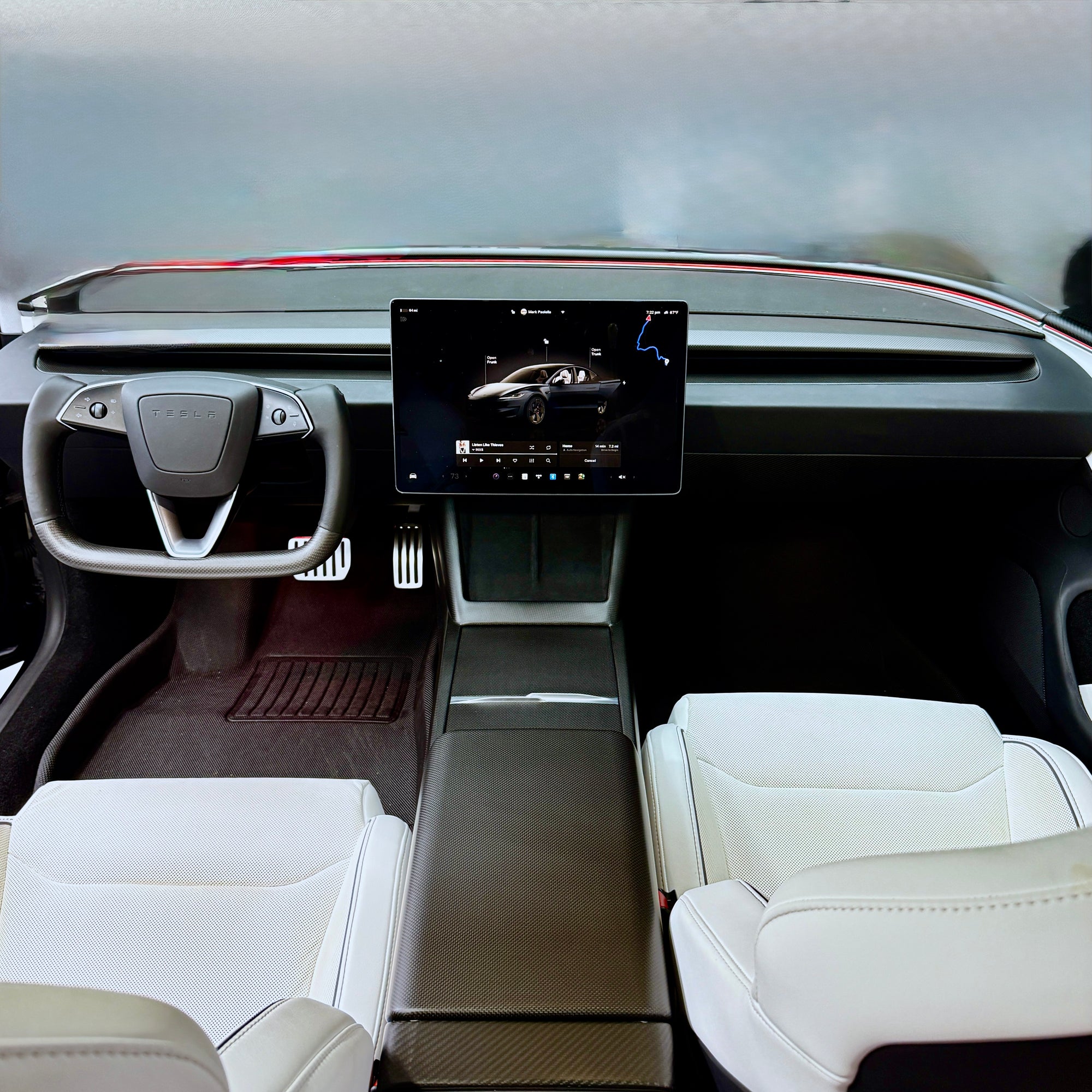 2024+ | Model 3 Highland Refreshed &quot;Plain Weave&quot; (Performance Look) Full Interior Carbon Fiber Kit Bundles (20 Pieces) - Real Dry Molded Carbon Fiber