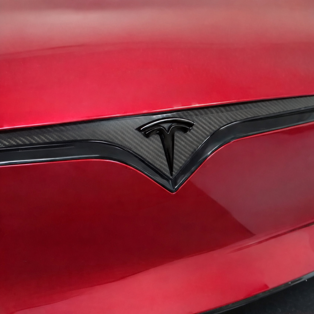2026+ | Model S Refreshed Front End Inlay - Go Plaid Style - Real Dry Molded Carbon Fiber