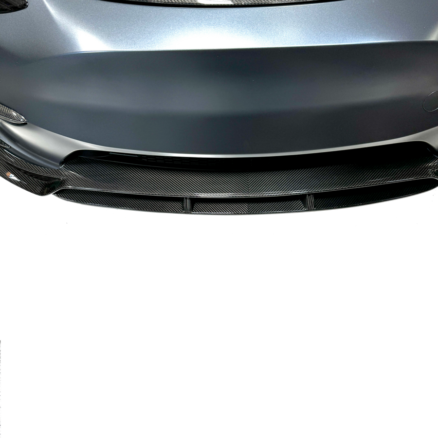 Model Y Viento Plus Front Lip Overlay Spoiler  - Real Dry Molded Carbon Fiber