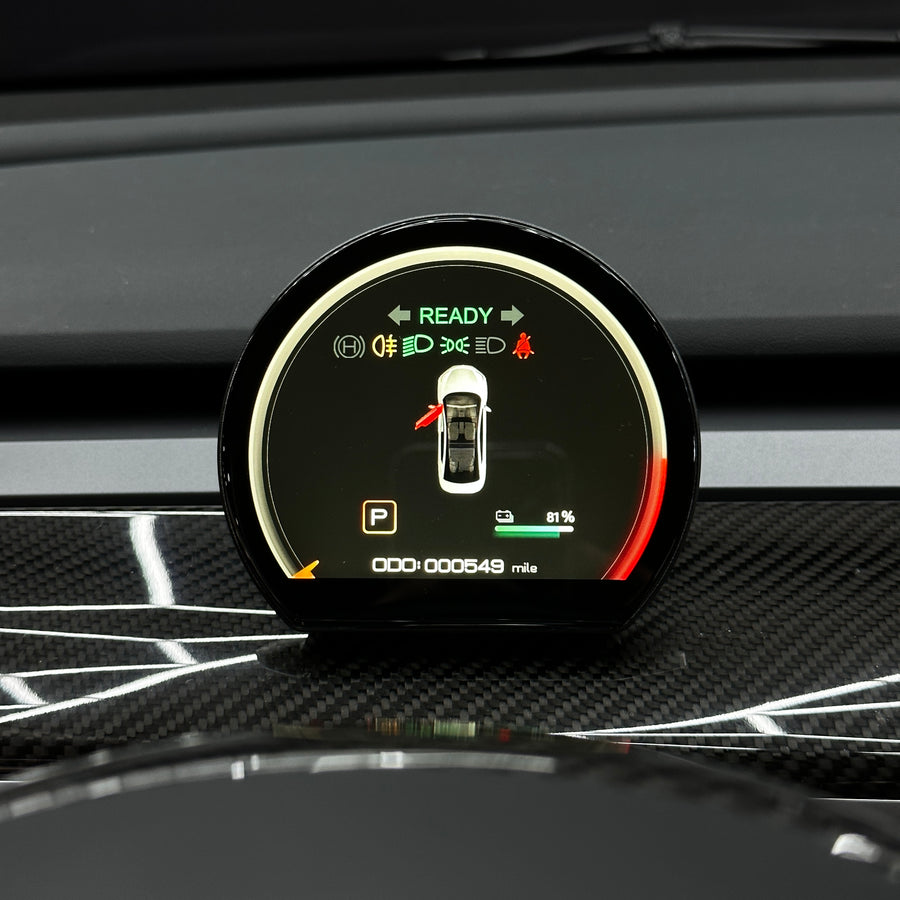 Model 3 & Y Dashboard Round Cluster Display - Mini Style