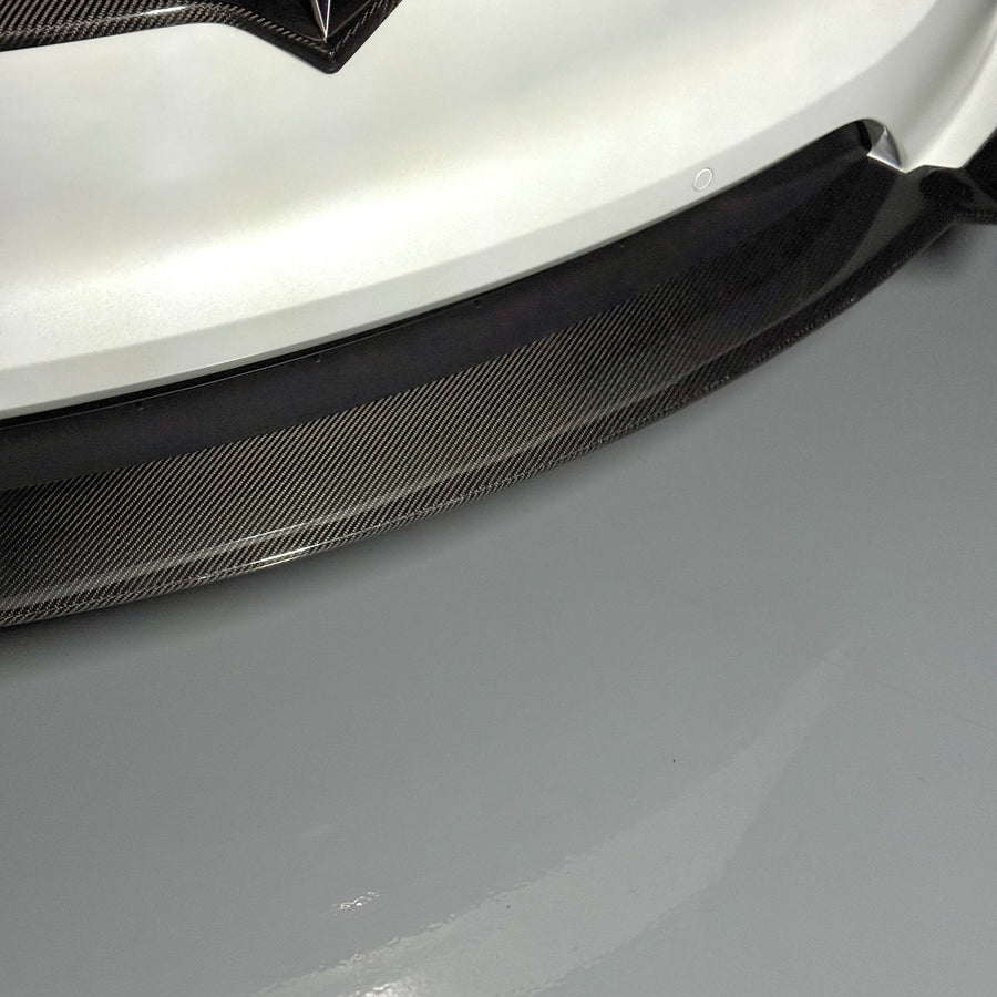 2022+ | Model X Colossal Front Lip Overlay Spoiler - Real Dry Molded Carbon Fiber