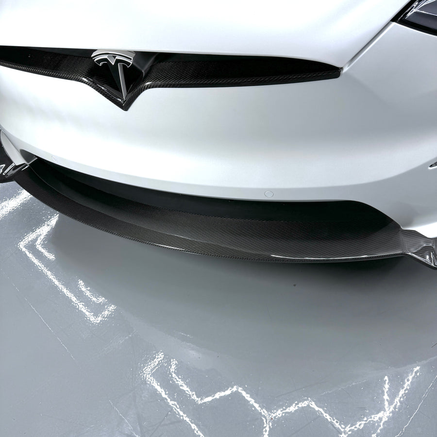 2022+ | Model X Colossal Front Lip Overlay Spoiler - Real Dry Molded Carbon Fiber