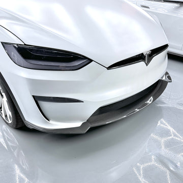 2022+ | Model X Colossal Front Lip Overlay Spoiler - Real Dry Molded Carbon Fiber