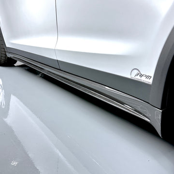 2016+ | Model X Colossal Side Skirt Overlays (1 Pair) - Real Dry Molded Carbon Fiber