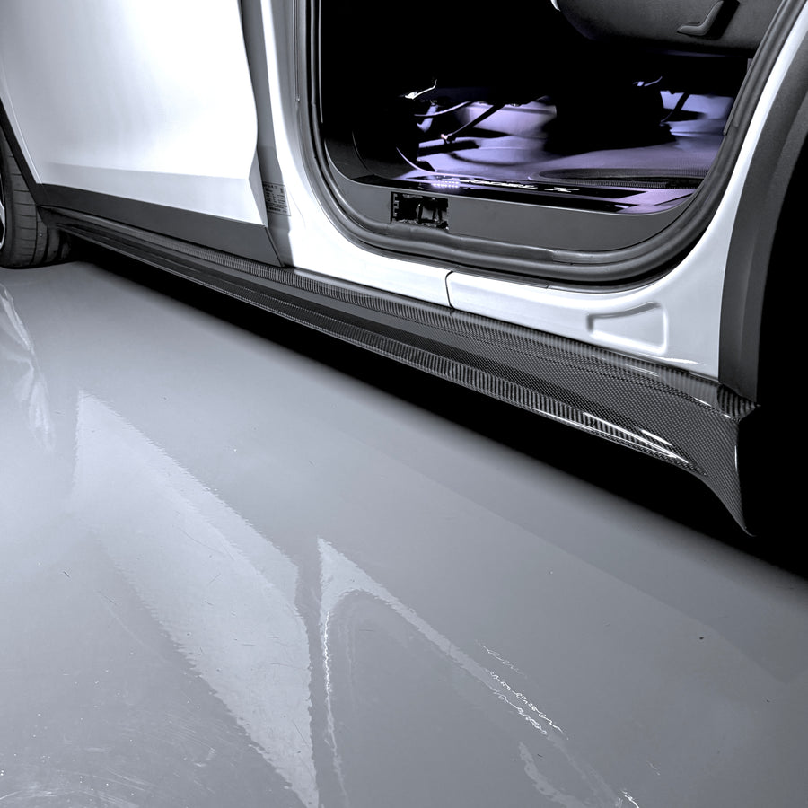 2022+ | Model X Colossal Side Skirt Overlays (1 Pair) - Real Dry Molded Carbon Fiber