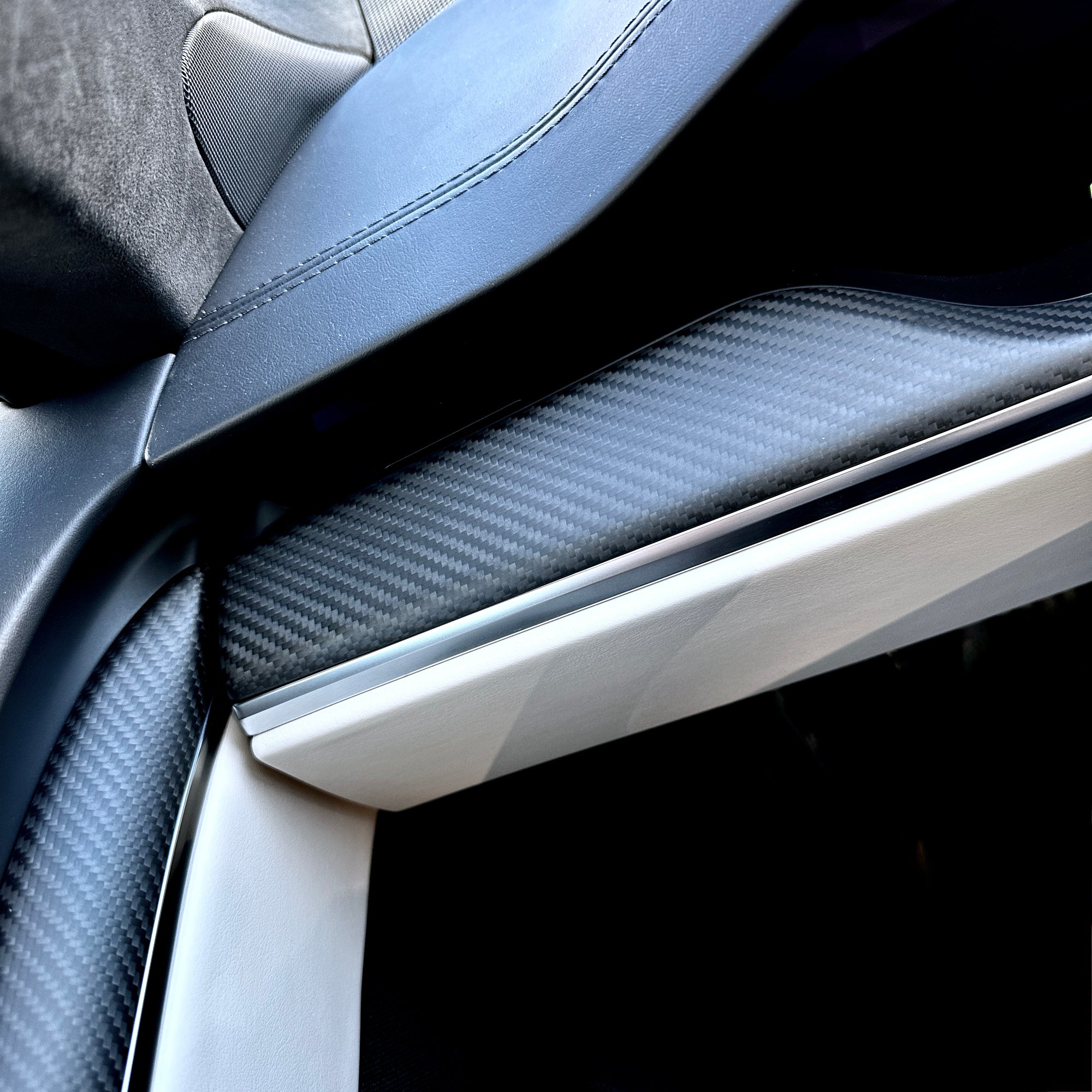 2021+ | Model S &amp; X Interior Upgrade Kit &quot;Go Plaid&quot; (9 &amp; 12 Piece Kit) - Real Molded Carbon Fiber - Goodbye Wood