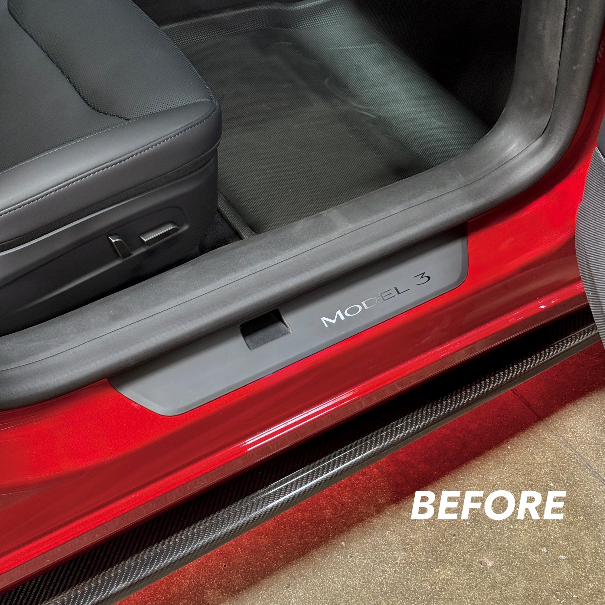 2024+ | Model 3 Highland Refreshed Door Sill Overlays (4 Pieces) - Real Dry Molded Carbon Fiber
