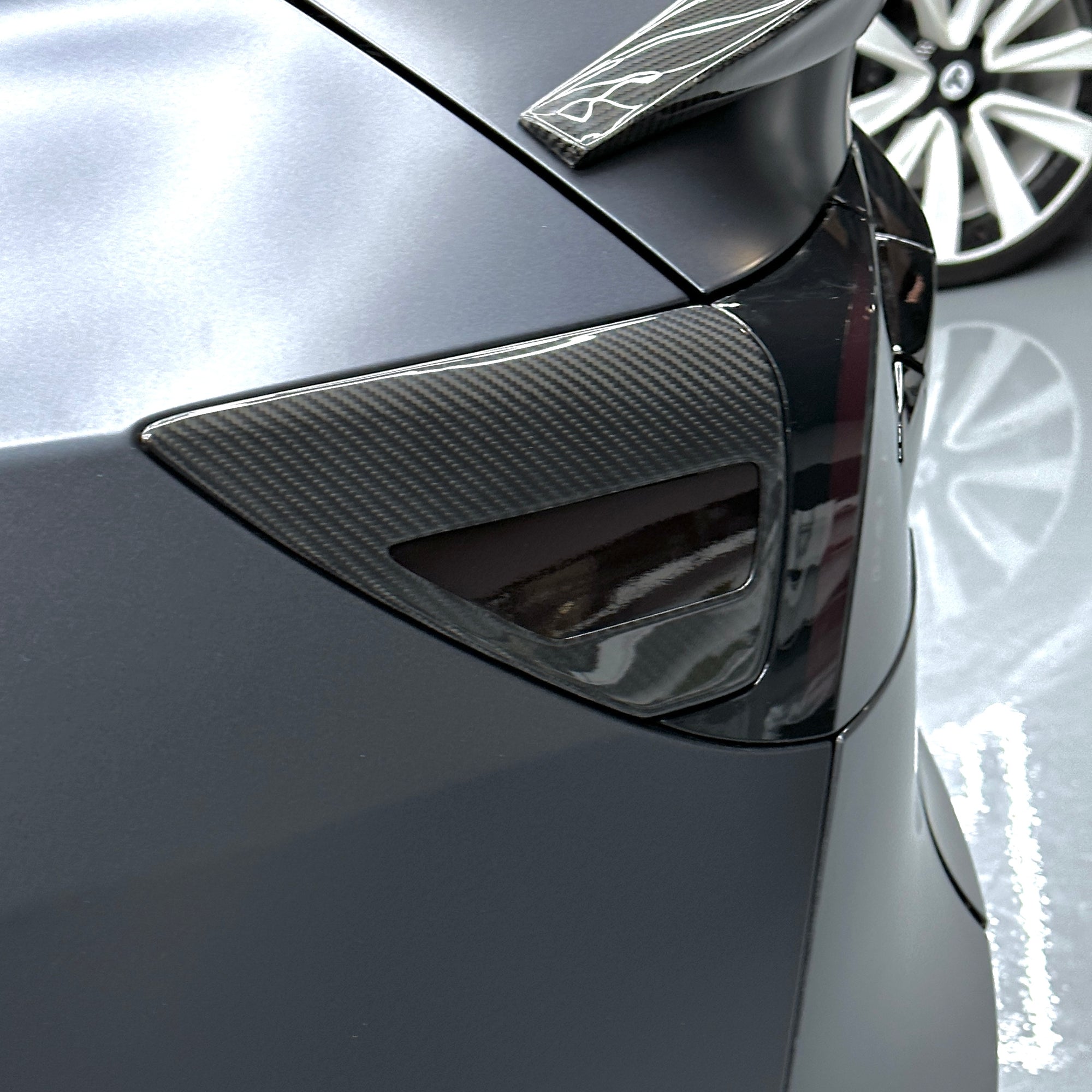 Model 3 &amp; Y Charging Port Overlay (1 Pair) - Real Molded Carbon Fiber