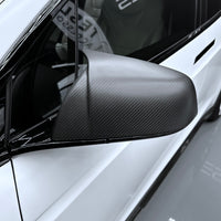 Model X GT Style Side View Mirror Cap Overlays (1 Pair) - Real Molded Carbon Fiber