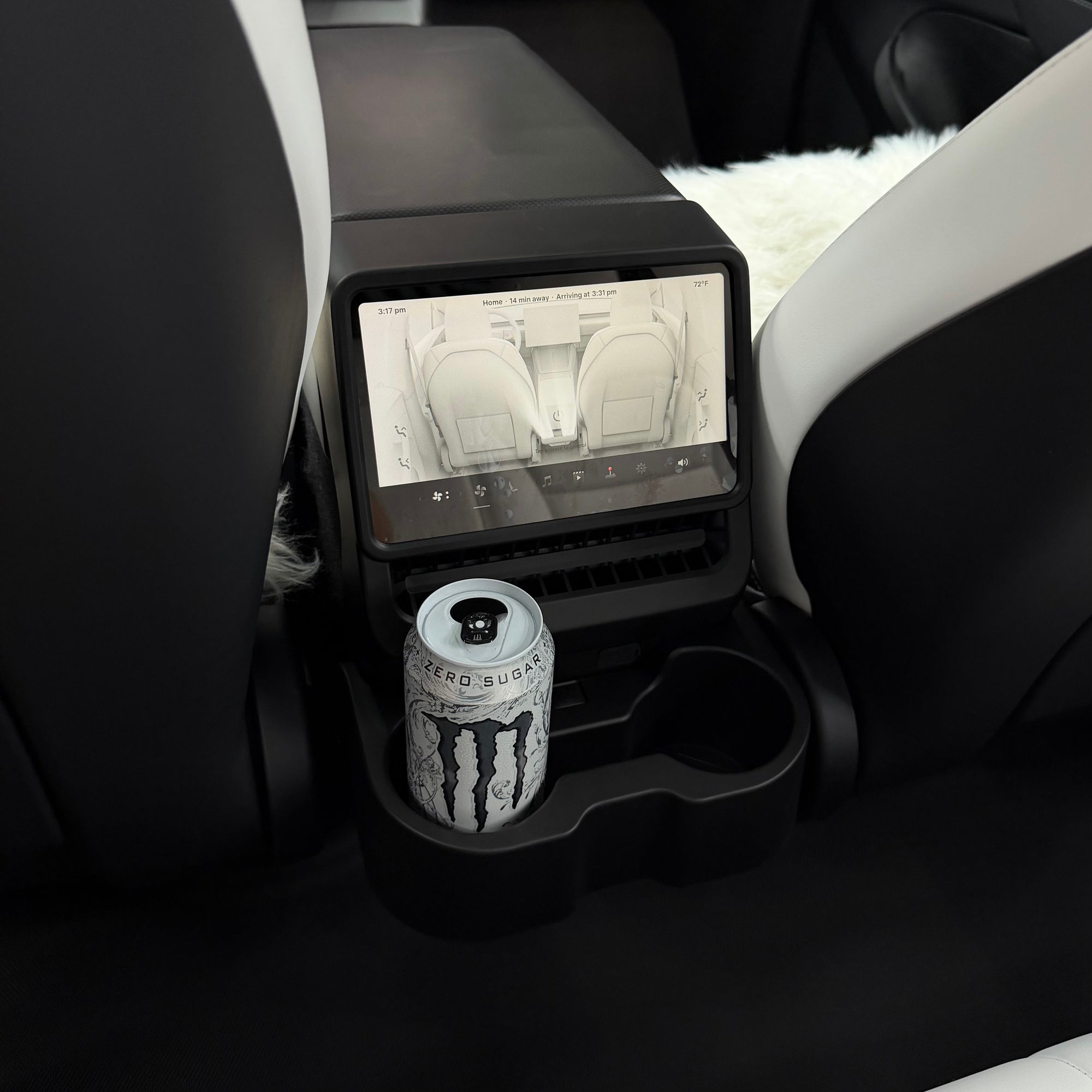 2026+ | Model Y Juniper Refreshed Backseat Screen Display Overlay with Hidden Folding Cup Holders