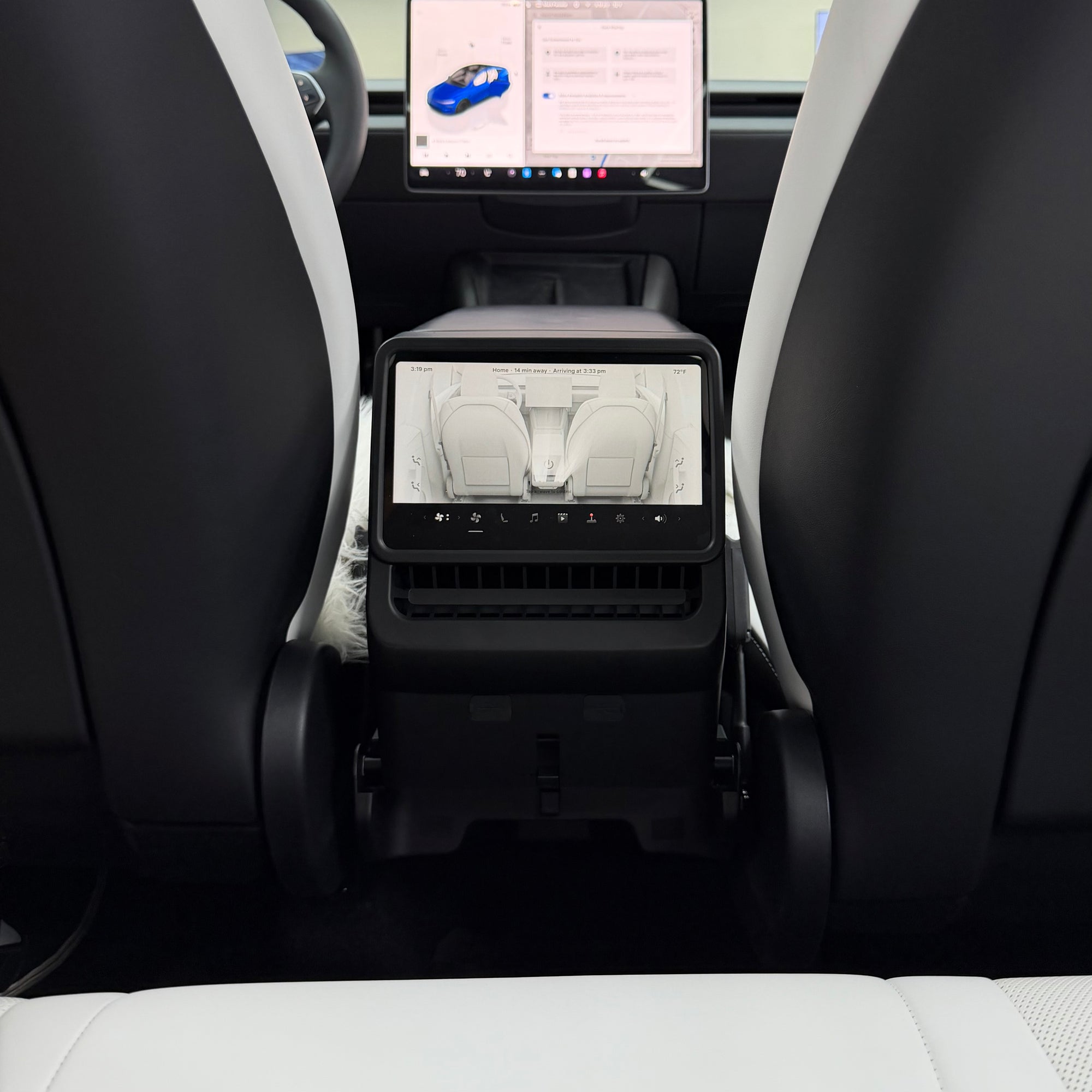 2026+ | Model Y Juniper Refreshed Backseat Screen Display Overlay with Hidden Folding Cup Holders