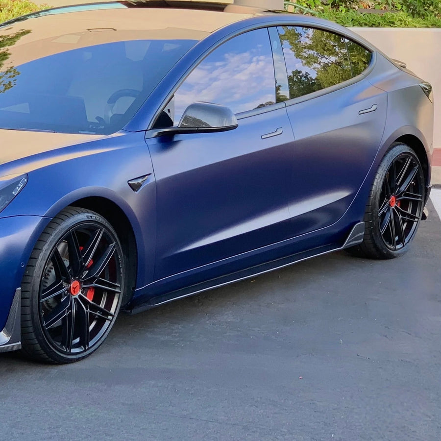 Model 3 Side Skirts Open Back Hollow Version - Real Molded Carbon Fiber