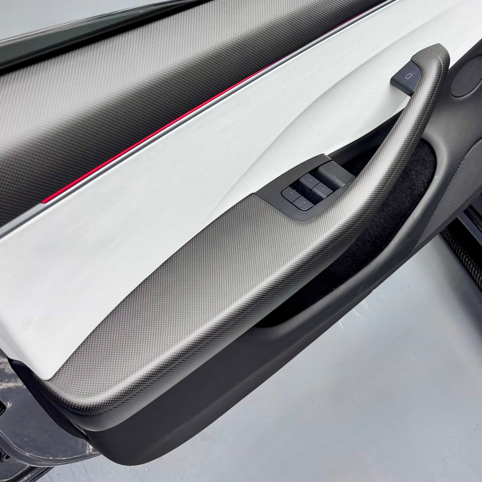 2024+ | Model 3 Highland Refreshed &quot;Plain Weave&quot; (Performance Look) Full Interior Carbon Fiber Kit Bundles (20 Pieces) - Real Dry Molded Carbon Fiber