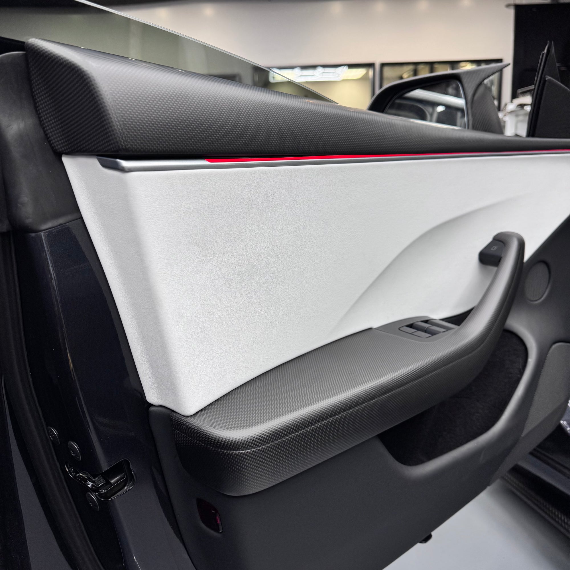 2024+ | Model 3 Highland Refreshed &quot;Plain Weave&quot; (Performance Look) Full Interior Carbon Fiber Kit Bundles (20 Pieces) - Real Dry Molded Carbon Fiber