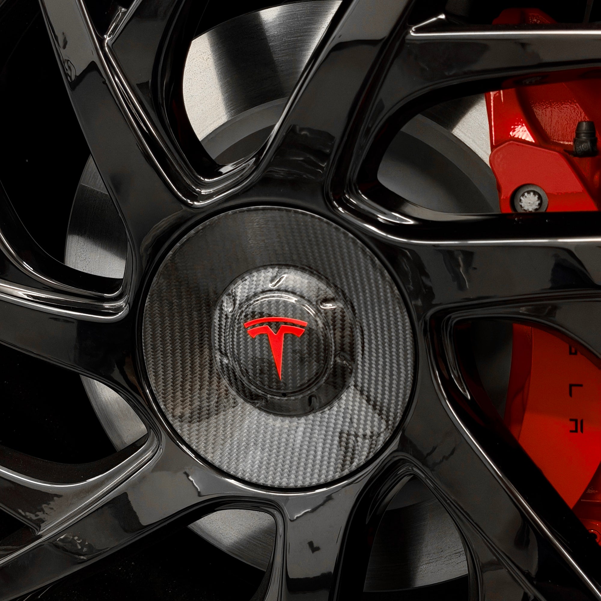 2026+ | Model S - 21&quot; Velarium Center Wheel Hubs - Real Molded Carbon Fiber- (Set of 4)