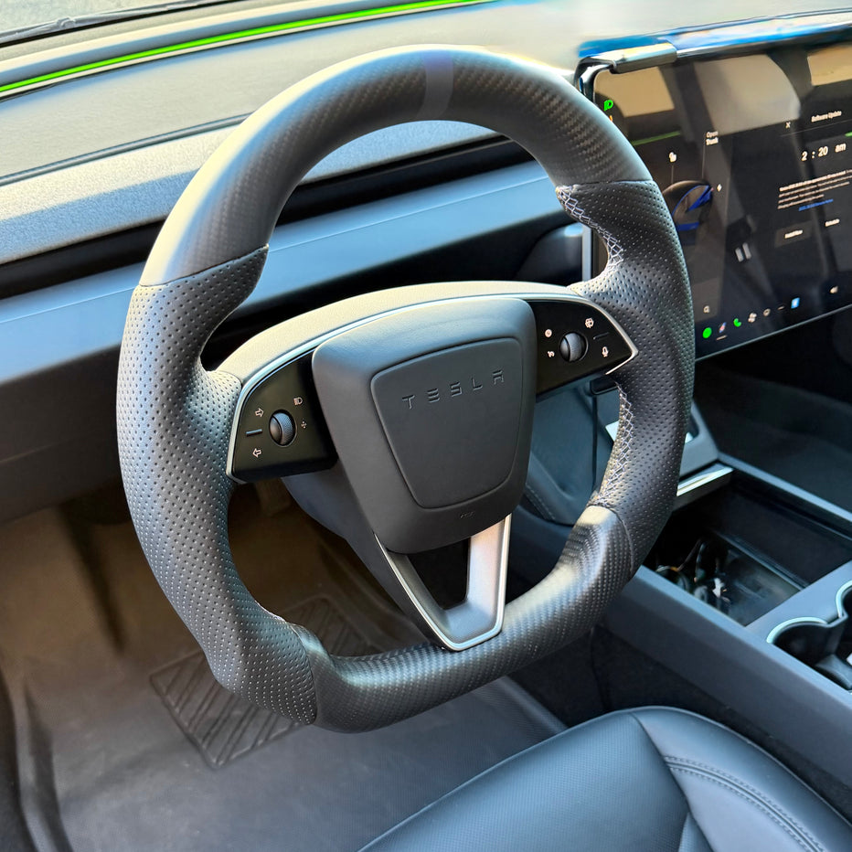 2024+ | Model 3 Sport Grip Round Carbon Fiber Heated Steering Wheel Up ...