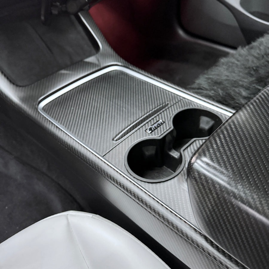 2021+ | Model 3 & Y Center Console Top & Side Panel Overlays (Gen. 2) - Real Dry Molded Carbon Fiber