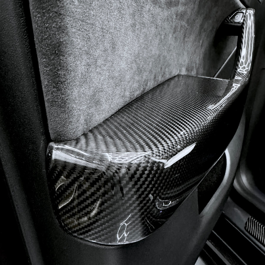 Model Y Front & Rear Door Armrest Overlays (4 Pieces) - Real Dry Molded Carbon Fiber