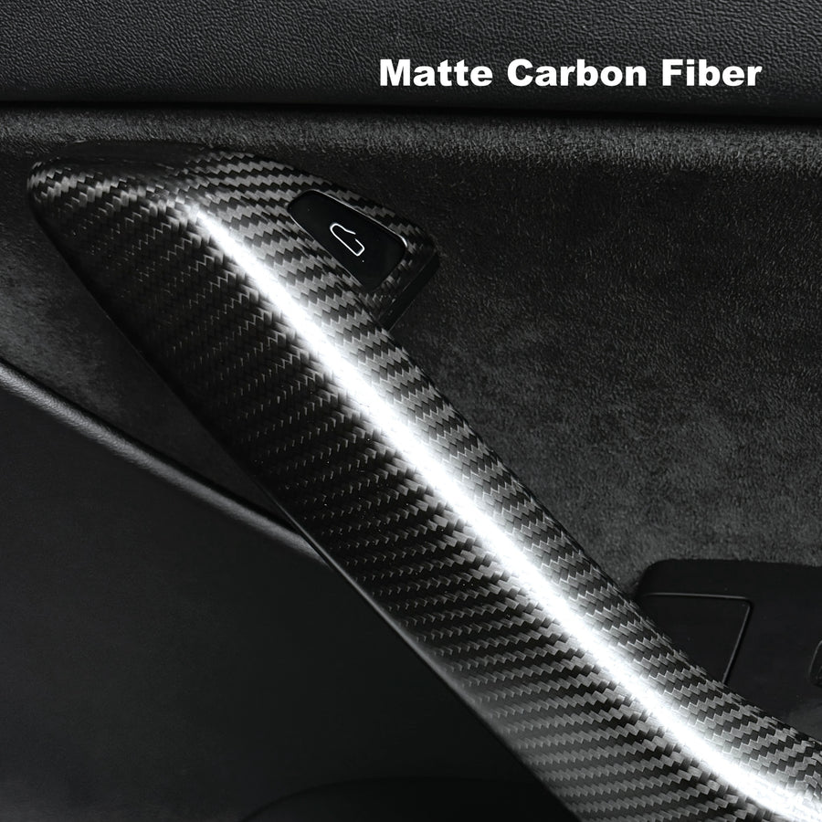 Model Y Front & Rear Door Armrest Overlays (4 Pieces) - Real Dry Molded Carbon Fiber
