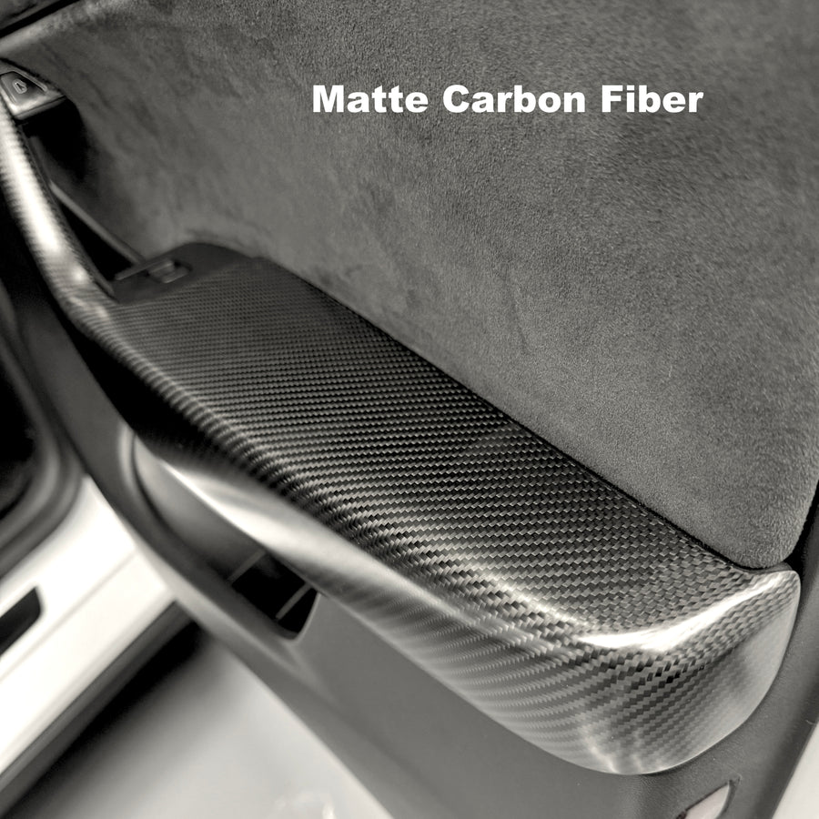 Model Y Front & Rear Door Armrest Overlays (4 Pieces) - Real Dry Molded Carbon Fiber