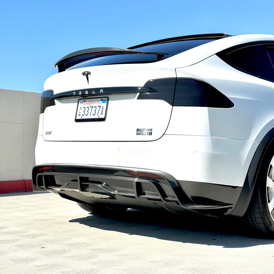 2022+ | Model X Colossal Rear Replacement Diffuser - Real Dry Molded Carbon Fiber