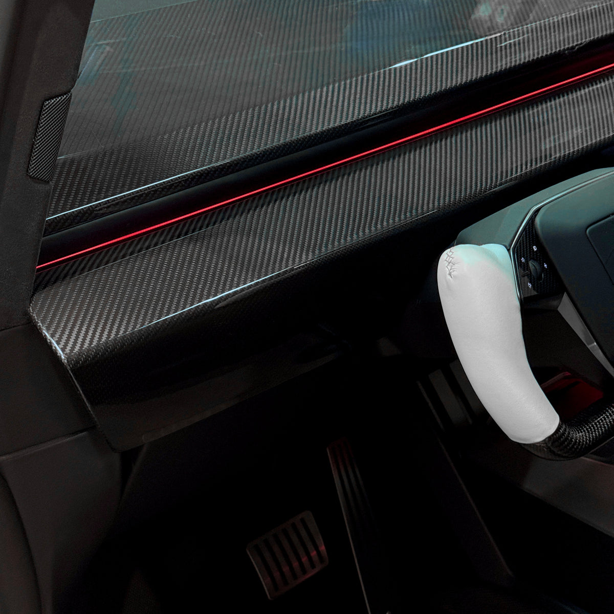 Red Molded Rpm Cybertruck Lower Dash Overlay – Real Dry Molded Carbon Fiber – RPM ...