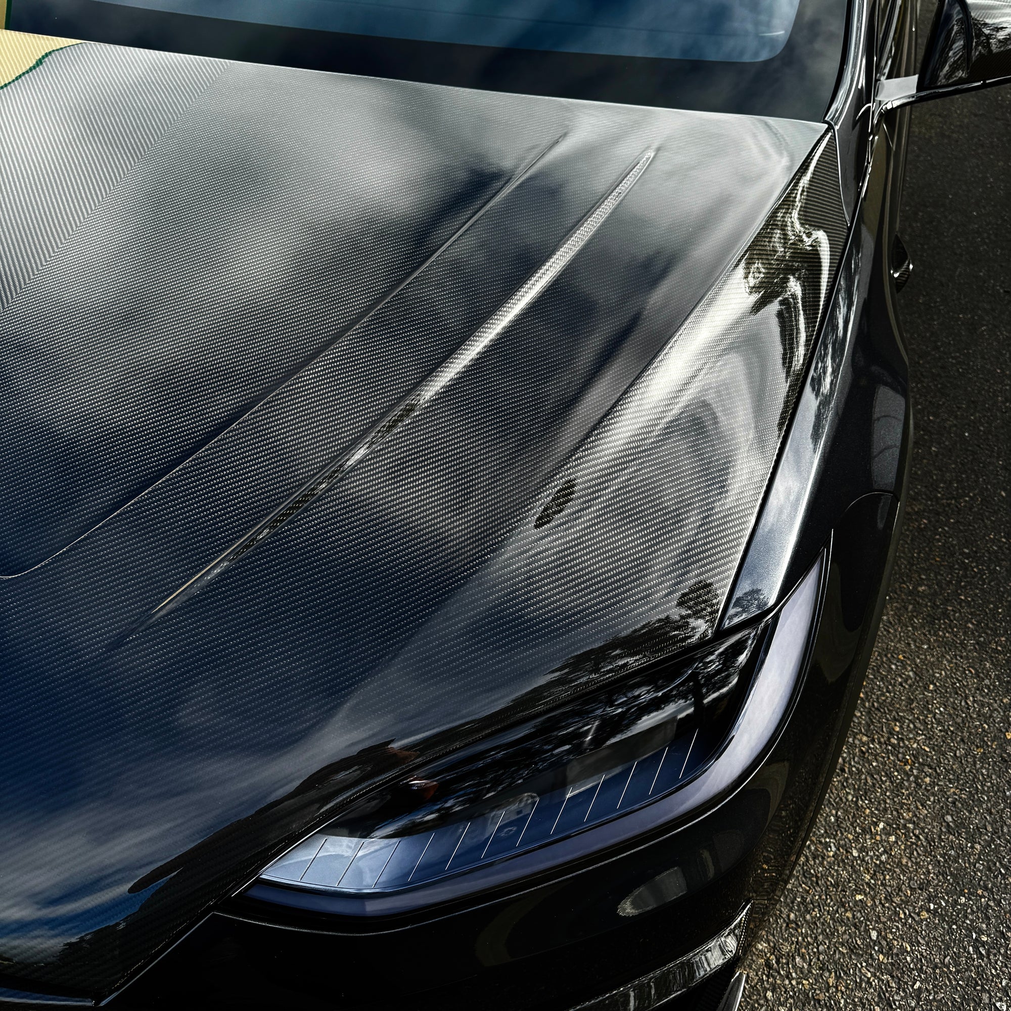 2017+ | Model X Viento Robot Hood - Dual Layer with Xpel Clear Bra- Dry Molded Carbon Fiber