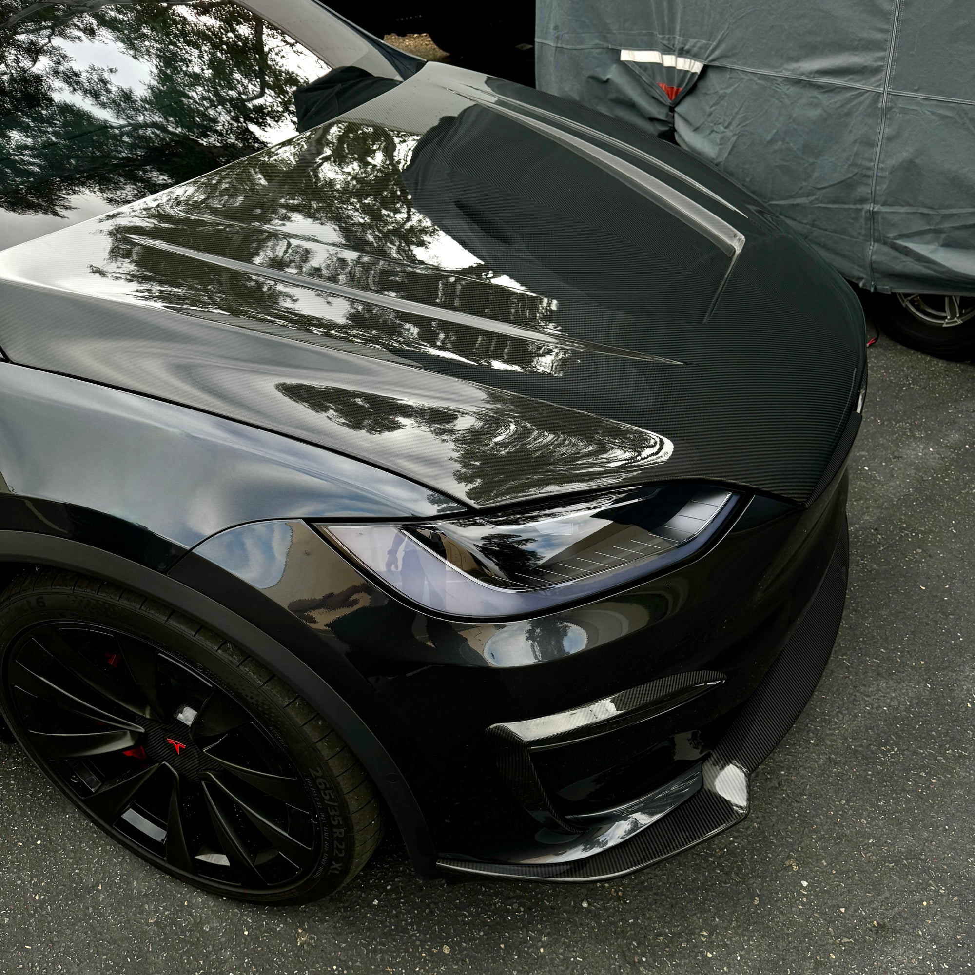2017+ | Model X Viento Robot Hood - Dual Layer with Xpel Clear Bra- Dry Molded Carbon Fiber