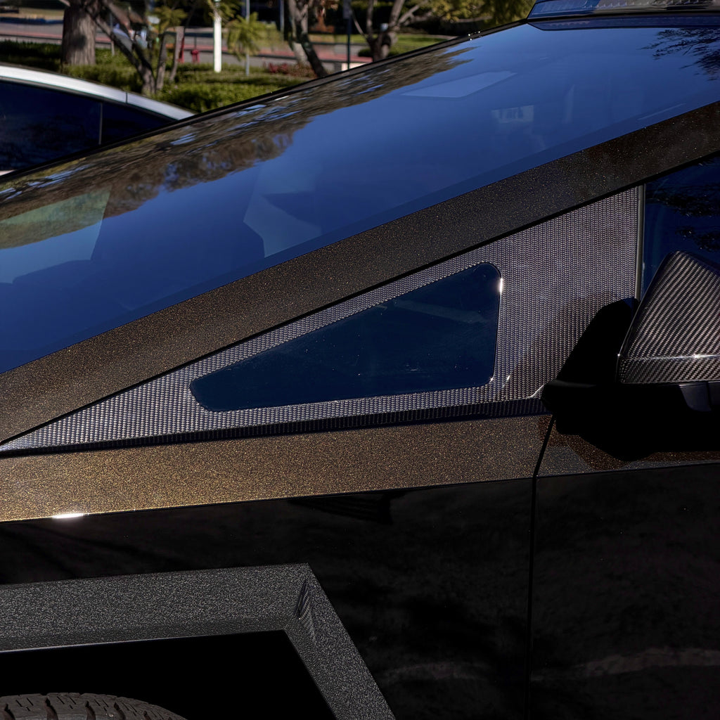 Cybertruck A-Pillar Full Corner Window Overlay (1 Pair) - Real Dry Mol ...