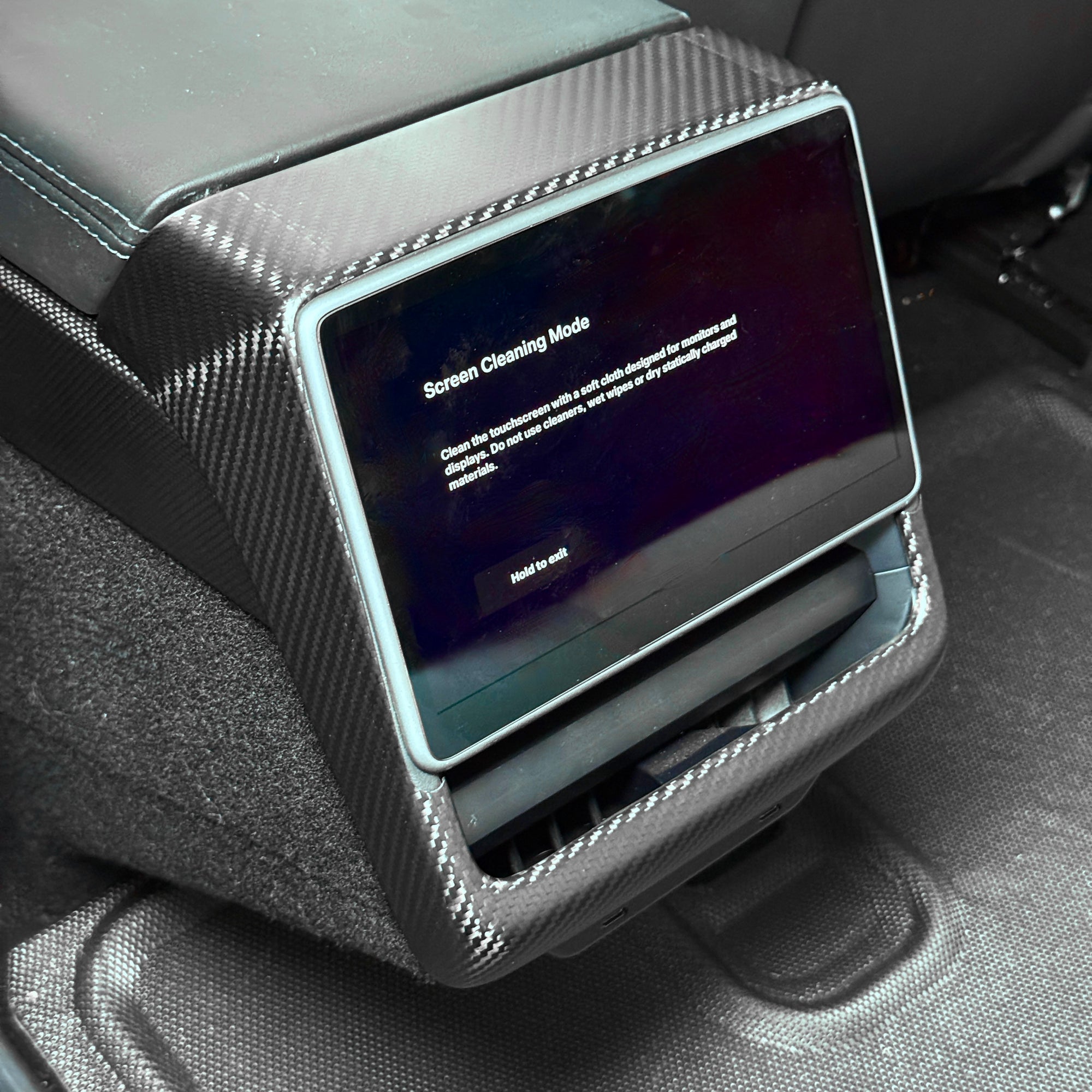 2024+ | Model 3 Highland Refreshed Backseat Screen Display Overlay Frame - Real Dry Molded Carbon Fiber