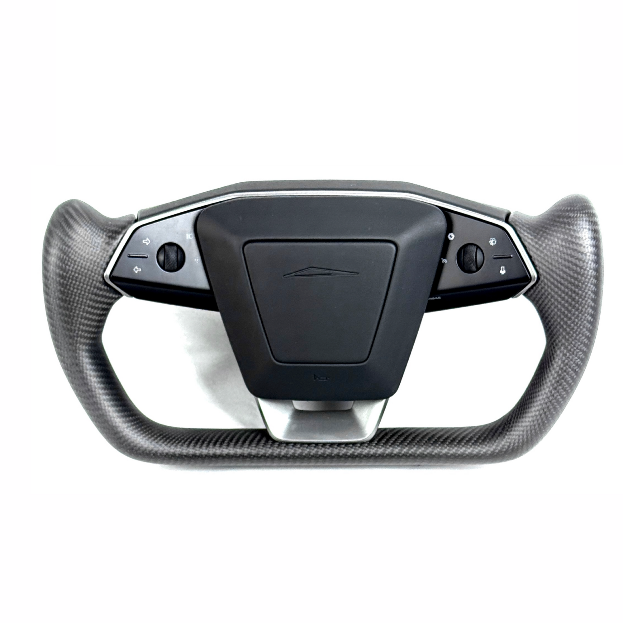 Cybertruck Yoke Steering Wheel - TESLA Factory Original Core, Reshaped &amp; Resurfaced in Real Molded Carbon Fiber