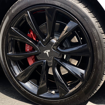 Model 3 - 19" Sport Center Wheel Hubs, Real Molded Carbon Fiber (Set of 4)