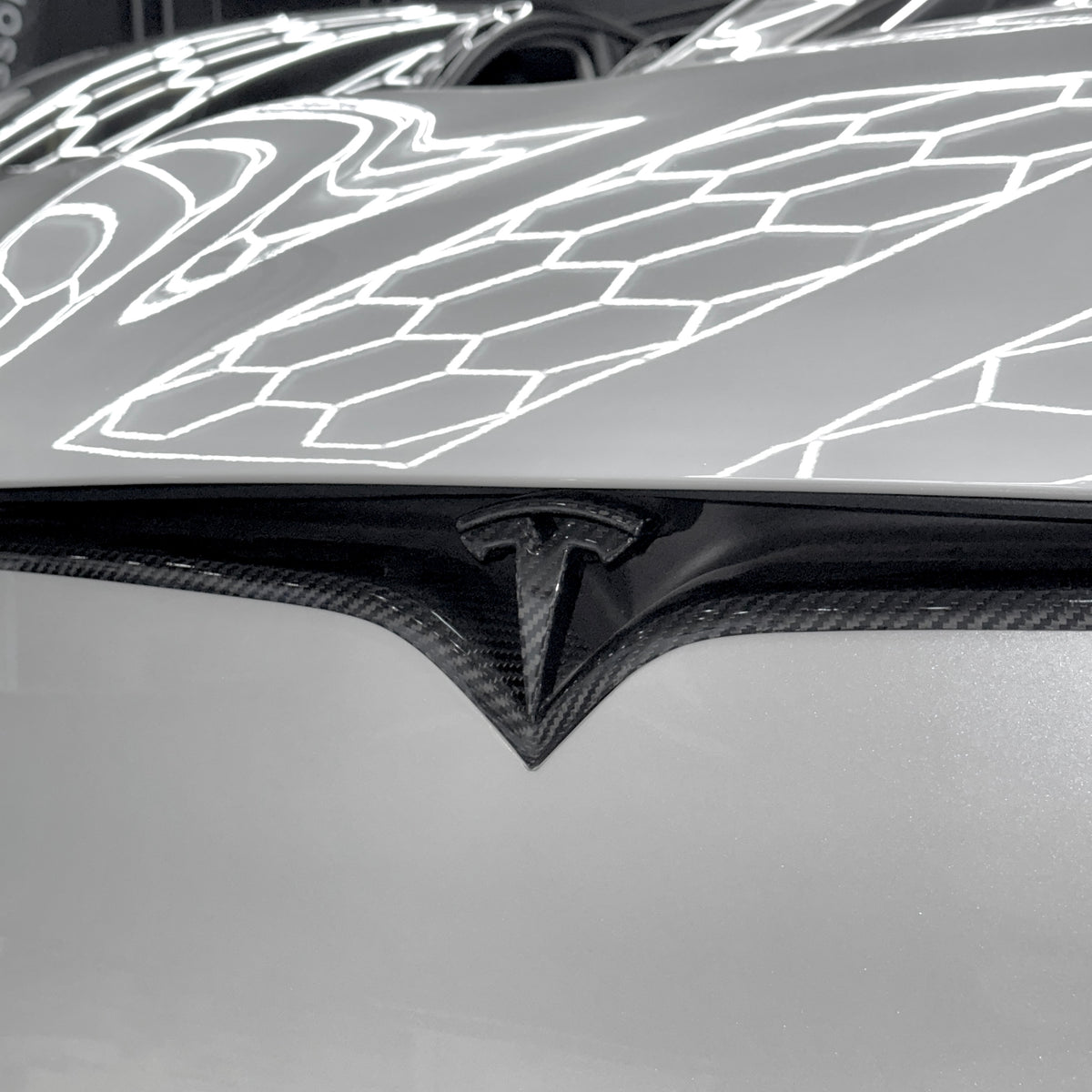 Model T Backdrop 2016-2025 | Model S Front T Logo Overlay - Real Dry Molded Carbon Fibe ...