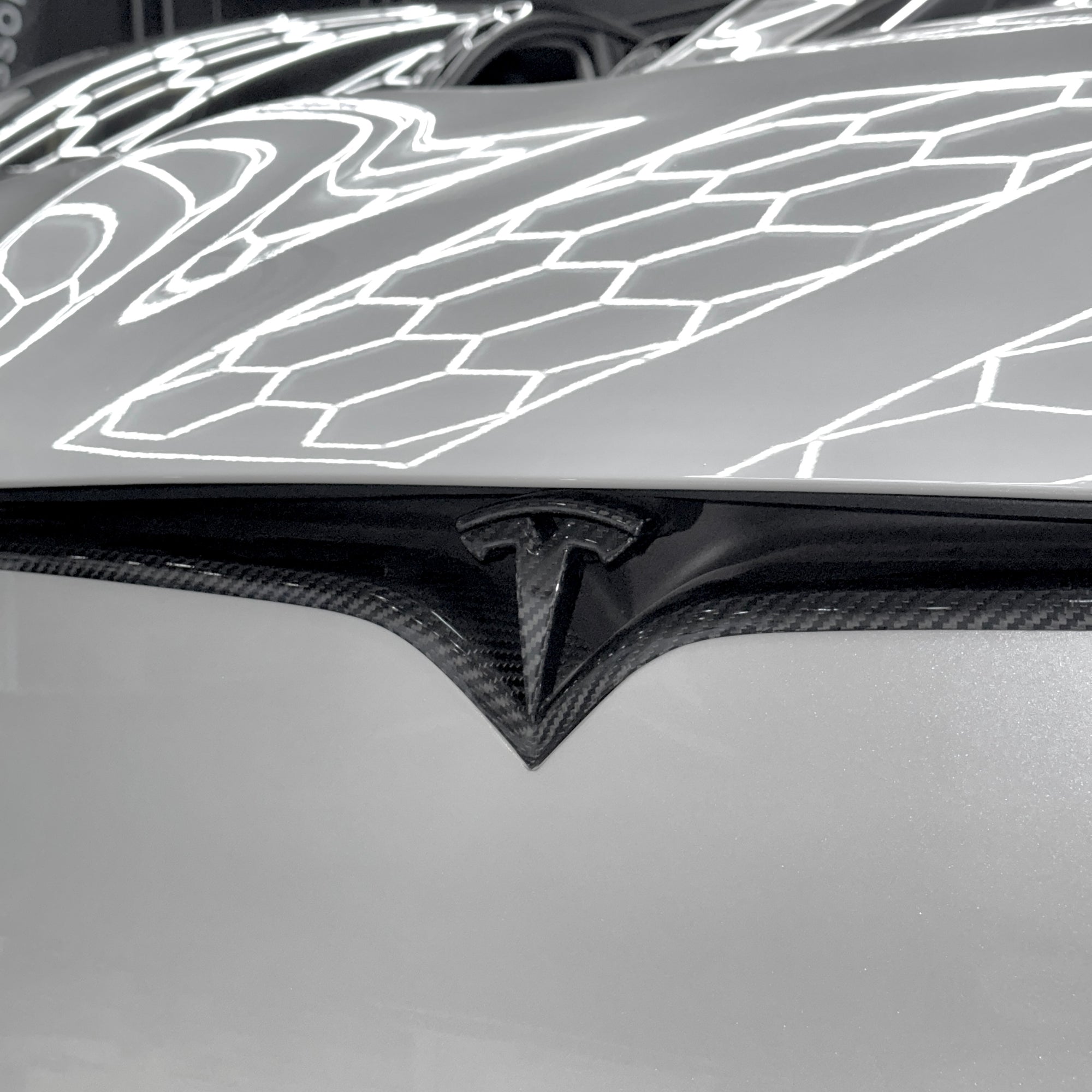 2016-2025 |  Model S Front T Logo Overlay - Real Dry Molded Carbon Fiber