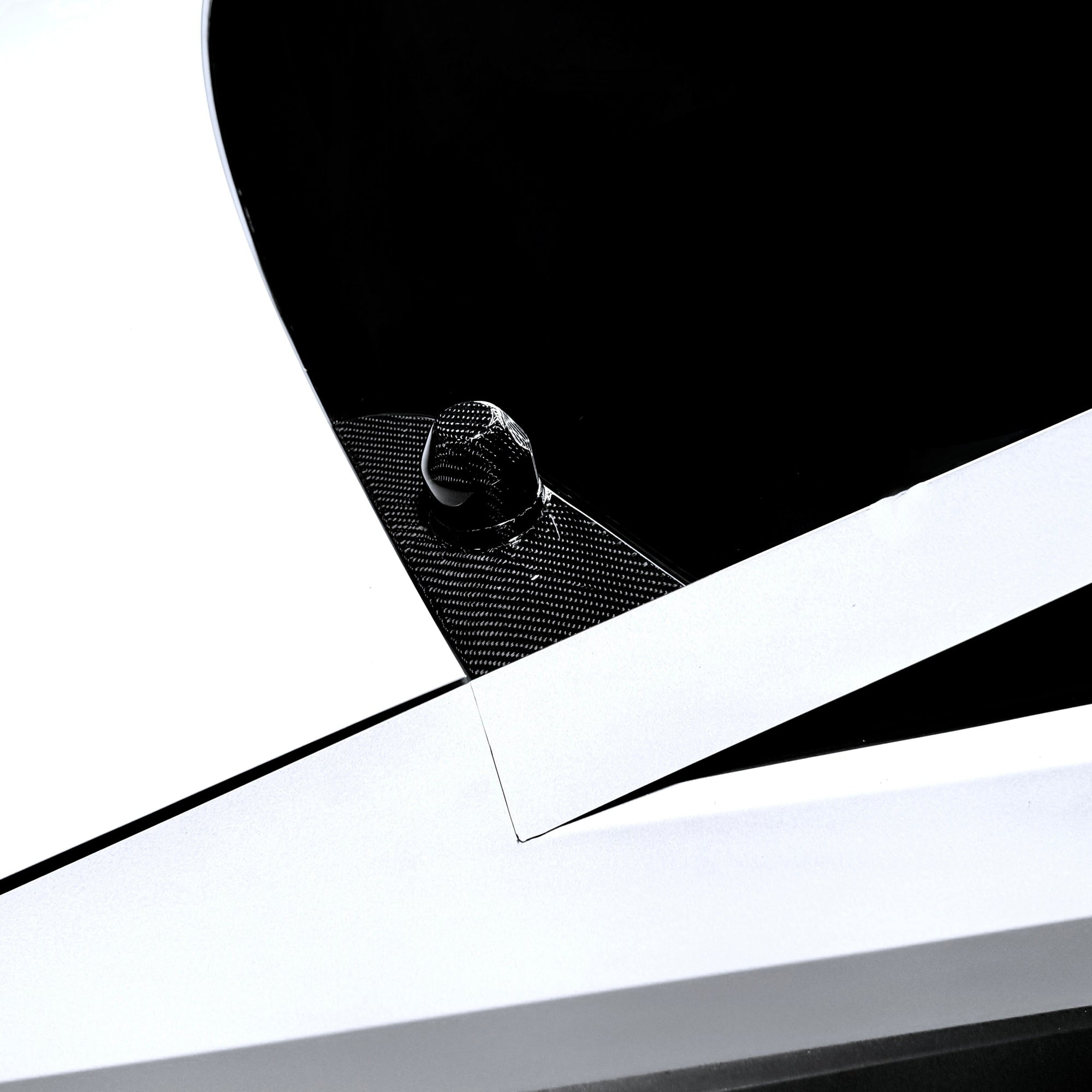 Cybertruck Windshield Wiper Motor Cover &amp; Cap Overlay- Real Molded Carbon Fiber