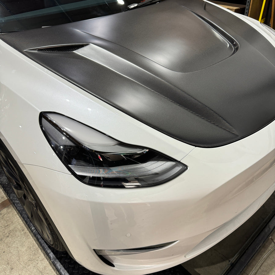 Model 3 Viento Robot Hood - Dual Layer with Xpel Clear Bra- Real Molded Carbon Fiber