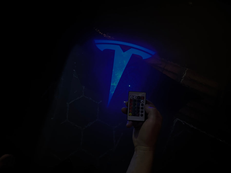 TESLA T Logo Color Changing Puddle Lights with Glass Projector Lamp (1