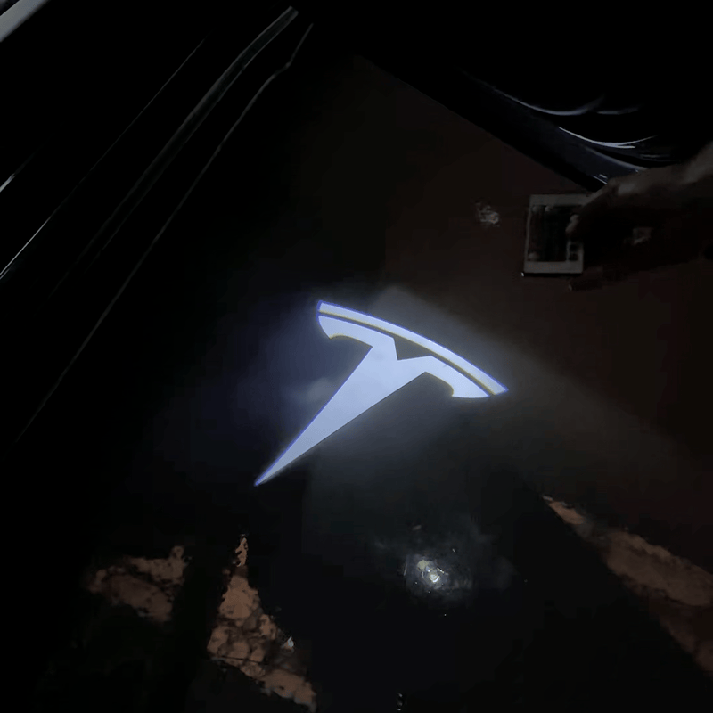 TESLA T Logo Color Changing Puddle Lights with Glass Projector Lamp (1 Pair)