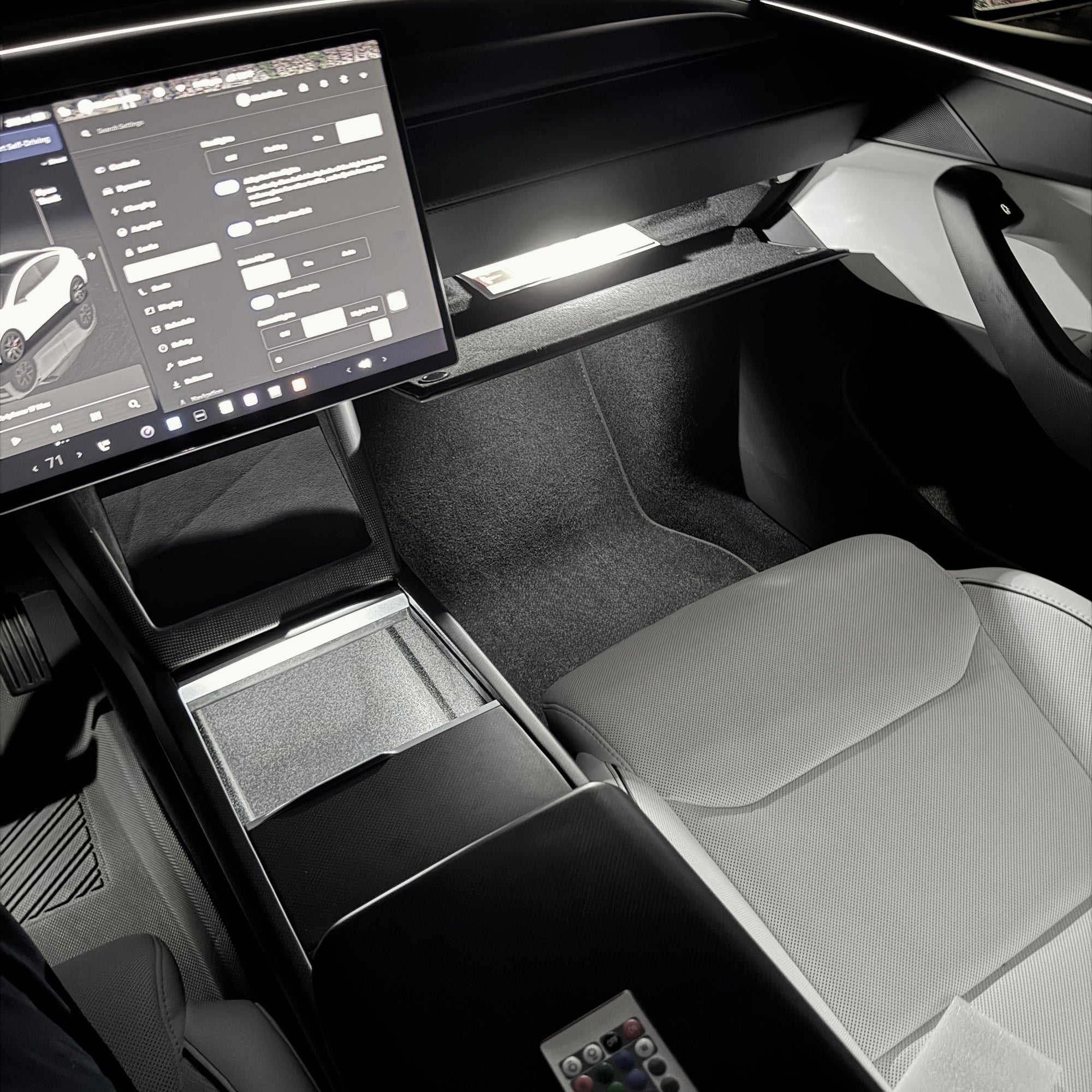 Model 3 &amp; Y Front Seat Ambient Interior Lighting Upgrade Kit - 12 Colors Plug &amp; Play