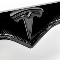 Model X Front T Logo Overlay  - Real Dry Molded Carbon Fiber