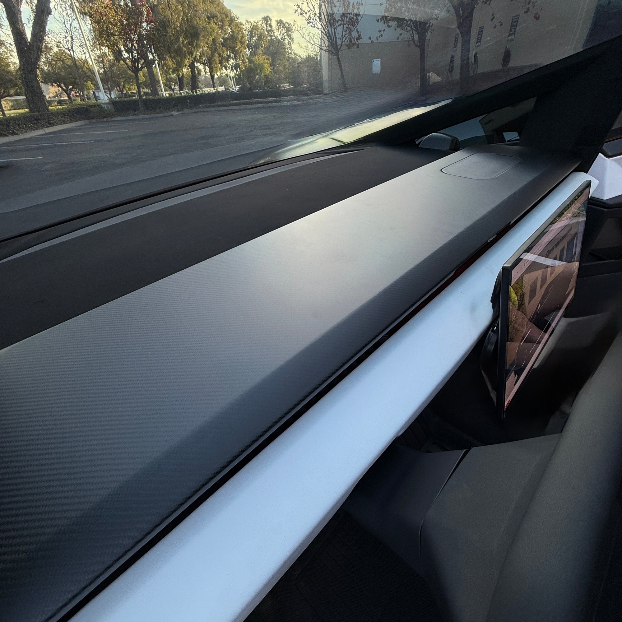 Cybertruck Top Upper Dashboard Overlay - Real Dry Molded Carbon Fiber