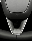 2024+ | Model 3 Highland Refreshed "Plain Weave" (Performance Look) Steering Wheel Lower V Shaped Overlay - Real Dry Molded Carbon Fiber