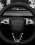 2024+ | Model 3 Highland Refreshed "Plain Weave" (Performance Look) Steering Wheel Lower V Shaped Overlay - Real Dry Molded Carbon Fiber
