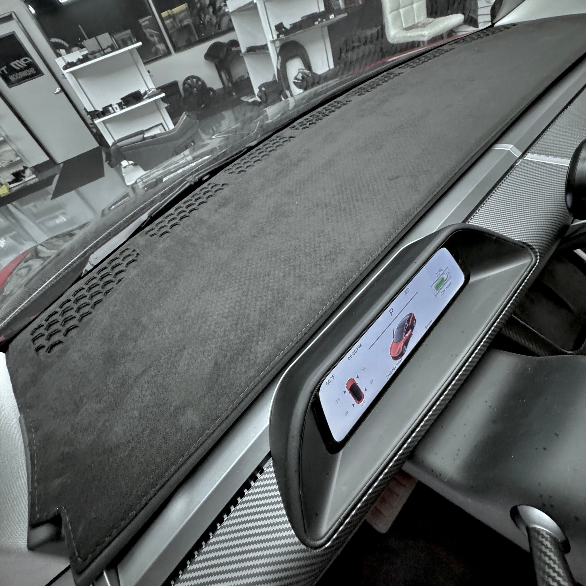 Model 3 &amp; Y Dashboard &amp; Air Vent Cover - Door Panel Matching Grey Alcantara