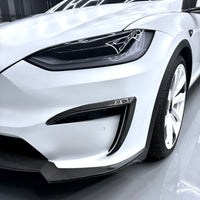 2022+ | Model X Fog Light Canards/Eyelids (1 Pair) - Real Molded Carbon Fiber