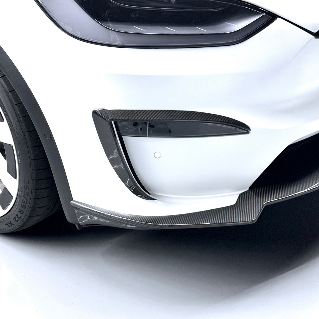 2022+  Model X Fog Light Canards/Eyelids (1 Pair) - Real Molded Carbo