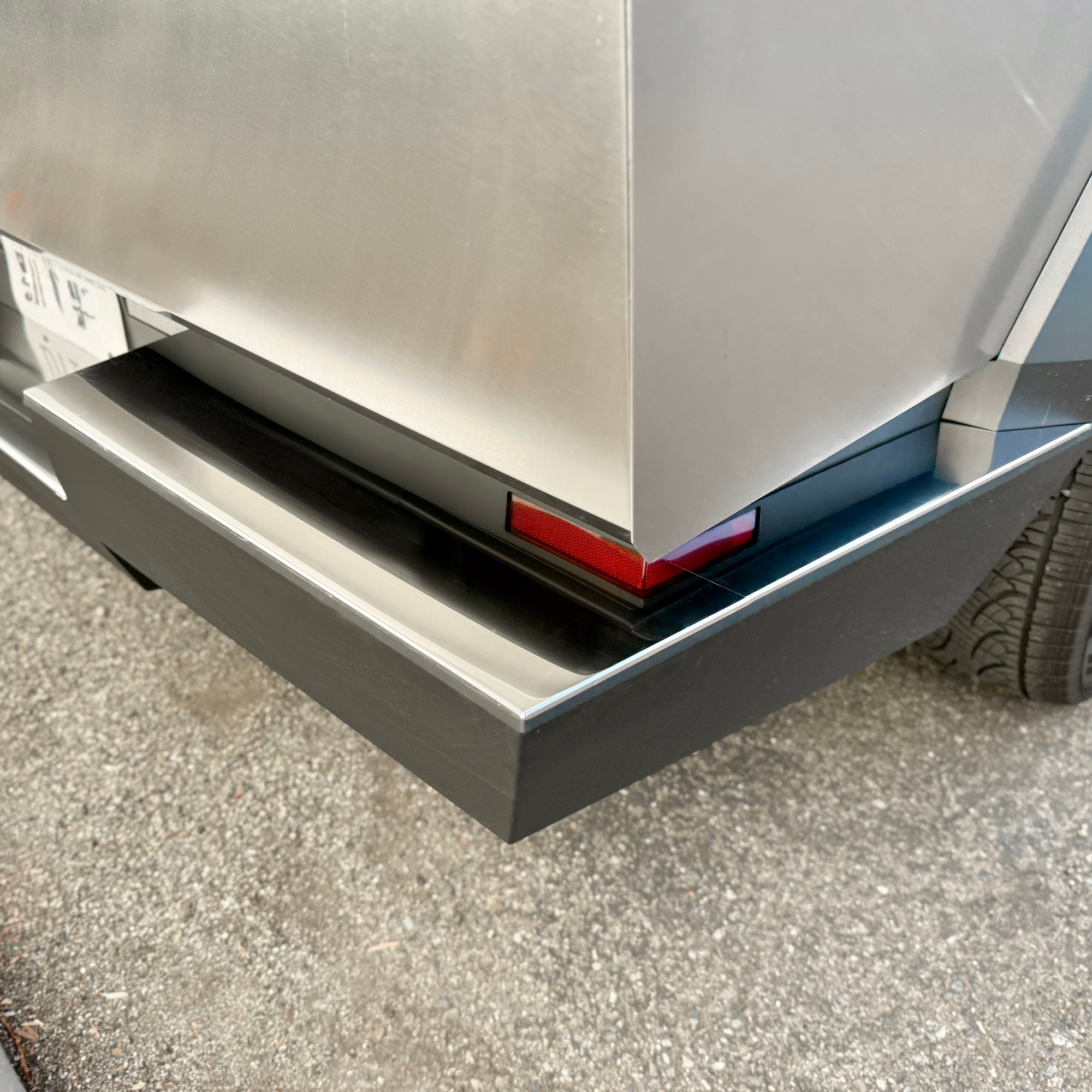 Cybertruck Rear Bumper Guard Step Plates  - Glossy Black or Polished Aluminum