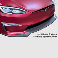 2021+ | Model S Viento Front Lip Spoiler - Real Molded Carbon Fiber