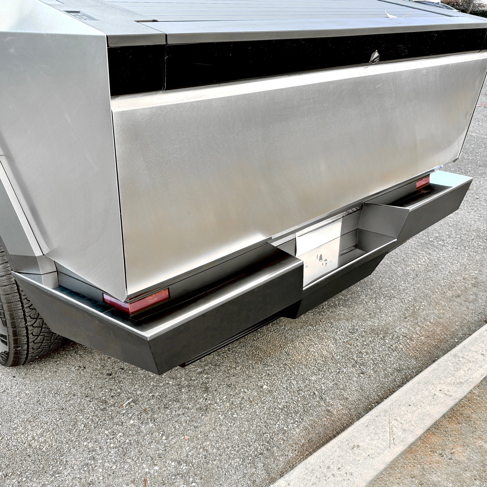 Cybertruck Rear Bumper Guard Step Plates  - Glossy Black or Polished Aluminum
